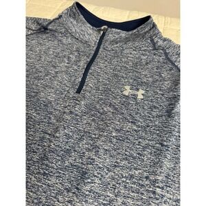 Under Armour Mens 2XL HeatGear Quarter Zip Pullover Blue Heather Space Dye Loose